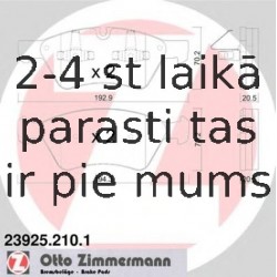 Bremžu uzliku kompl., Disku bremzes ZIMMERMANN 23925.210.1